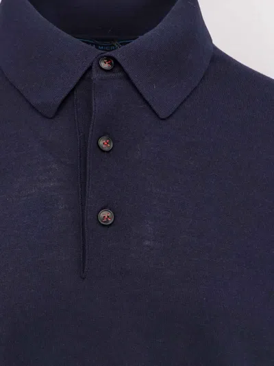 Kiton Long Sleeve Polo Shirt In Blue