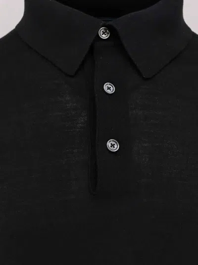 Kiton Ciro Buttoned Polo Shirt In Black