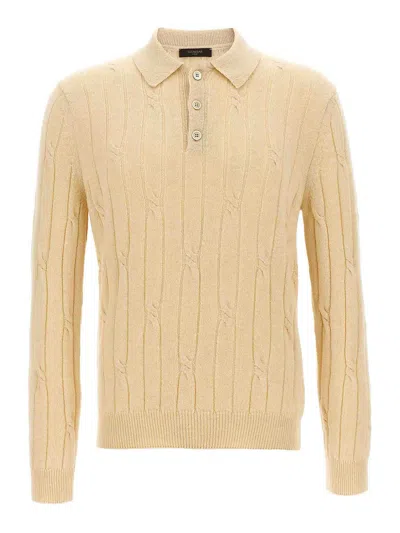 Zanone Wool Braided Pattern Polo Shirt