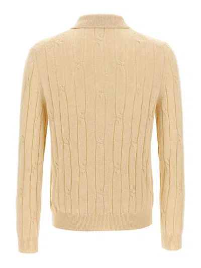 Zanone Wool Braided Pattern Polo Shirt