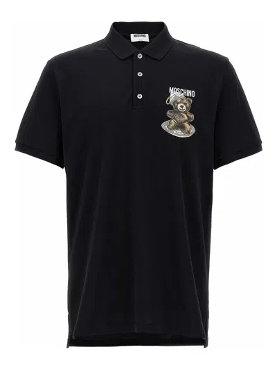 Moschino Graphic Print Polo Shirt With Side Slits