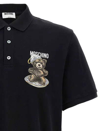 Moschino Graphic Print Polo Shirt With Side Slits