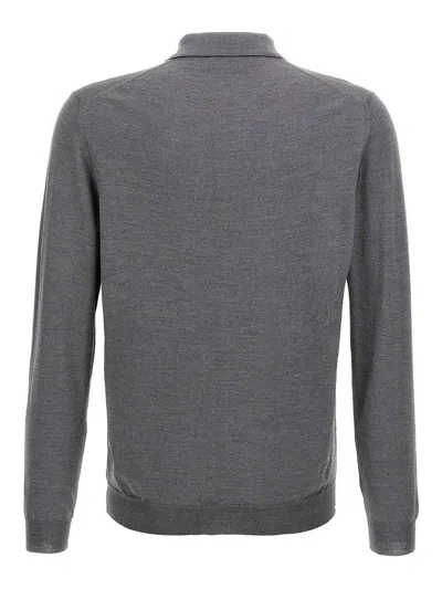 Zanone Virgin Wool Polo Shirt With Button Placket And Cuffed Sleeves