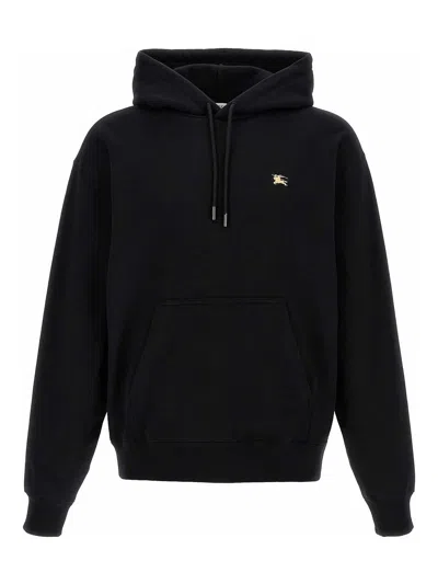 Burberry Men Black Sweatshirt With Ekd Embroidery On The Front And Logo Print On The Rear In Cotton In Black