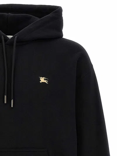 Burberry Men Black Sweatshirt With Ekd Embroidery On The Front And Logo Print On The Rear In Cotton In Black