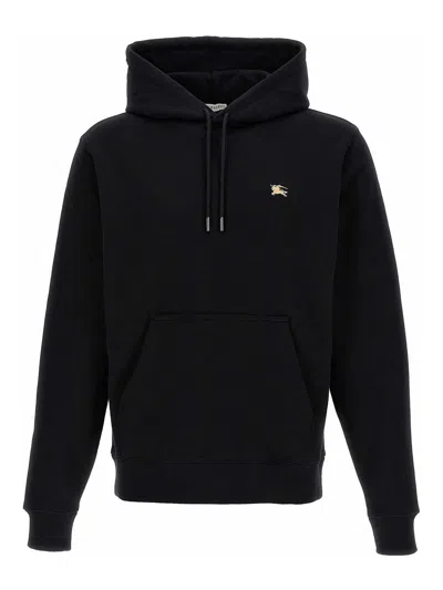 Burberry Men Black Sweatshirt With Ekd Embroidery On The Front And Logo Print On The Rear In Cotton In Black