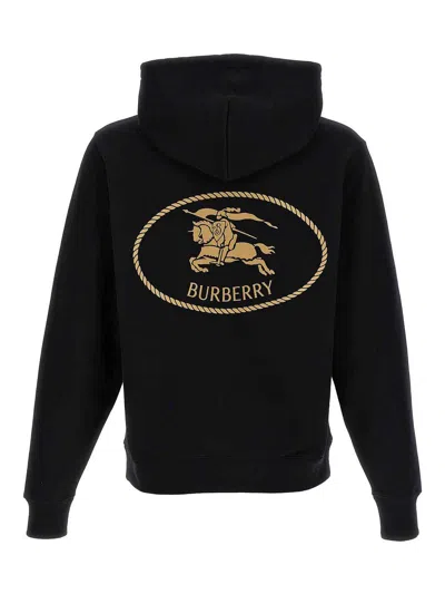 Burberry Men Black Sweatshirt With Ekd Embroidery On The Front And Logo Print On The Rear In Cotton In Black
