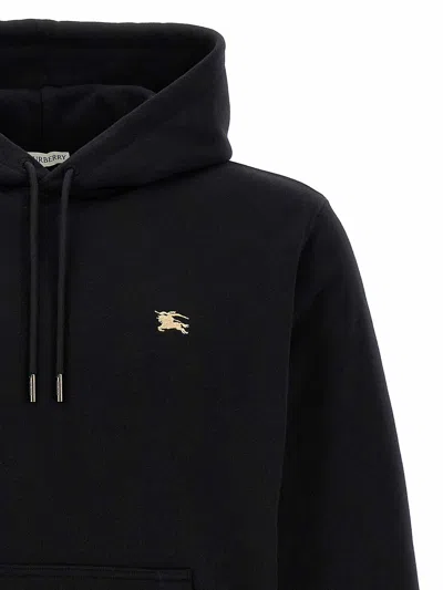 Burberry Men Black Sweatshirt With Ekd Embroidery On The Front And Logo Print On The Rear In Cotton In Black