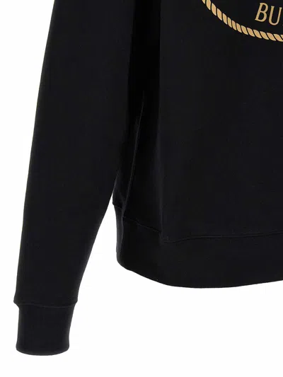 Burberry Men Black Sweatshirt With Ekd Embroidery On The Front And Logo Print On The Rear In Cotton In Black
