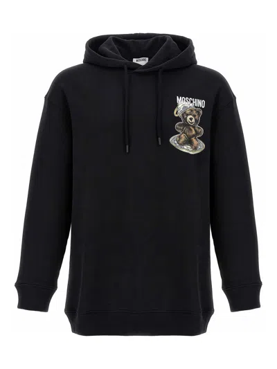 Moschino Graphic Print Hooded Longline Ribbed Cuffs