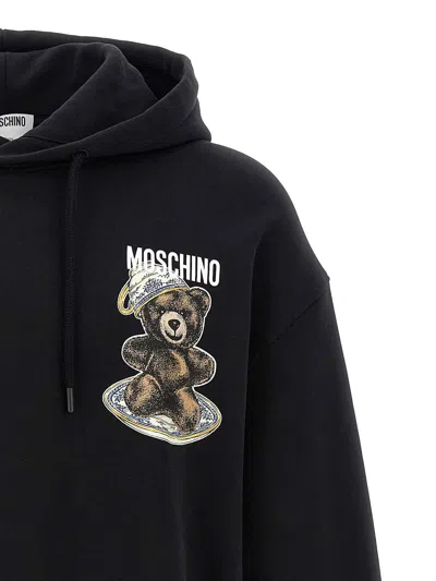Moschino Graphic Print Hooded Longline Ribbed Cuffs