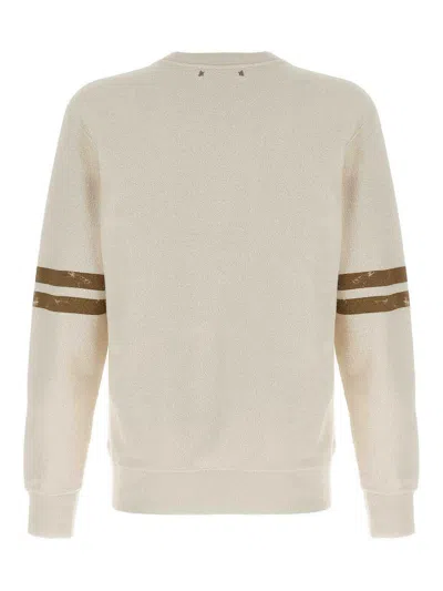Golden Goose Ivory Cotton Sweatshirt With Contrasting Logo In Gray