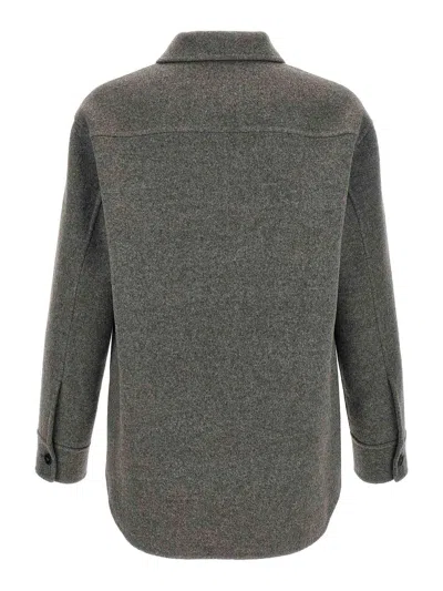 Jil Sander Wool Overshirt Casual Jackets And Parka Gray