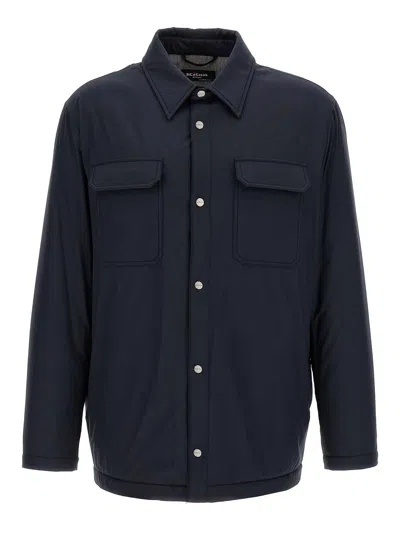 Kiton Overshirt Padded Long Sleeves In Blue