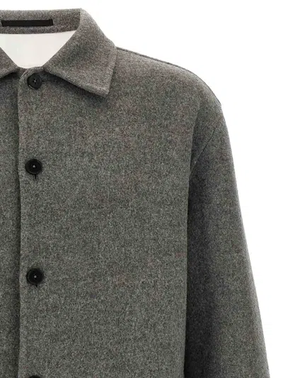 Jil Sander Wool Overshirt Casual Jackets And Parka Gray