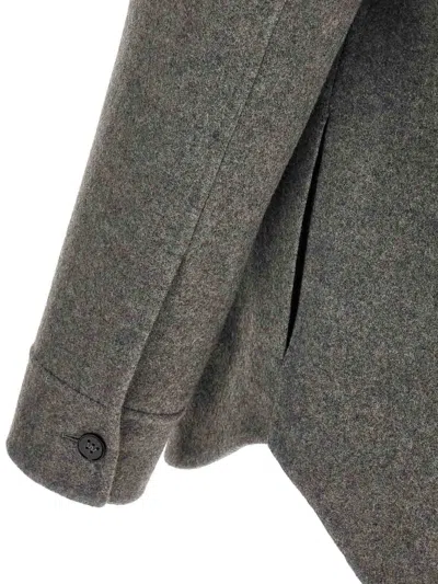 Jil Sander Wool Overshirt Casual Jackets And Parka Gray