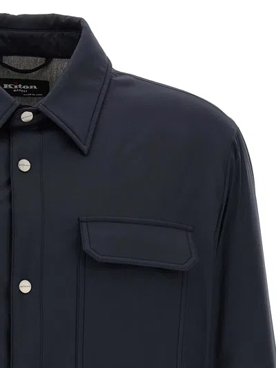 Kiton Overshirt Padded Long Sleeves In Blue