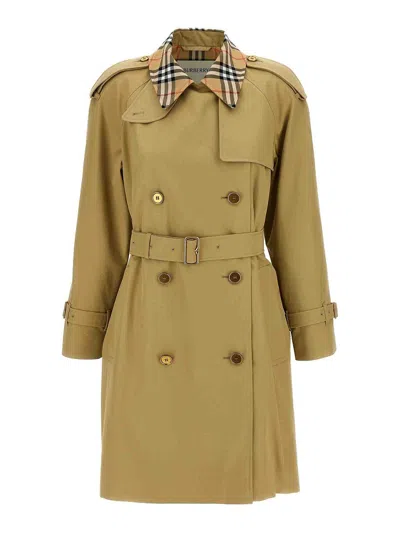 Burberry Castleford Check Collar Water Resistant Gabardine Trench Coat