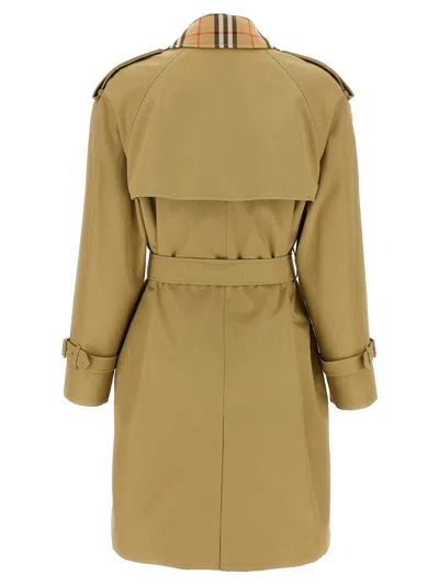 Burberry Castleford Check Collar Water Resistant Gabardine Trench Coat
