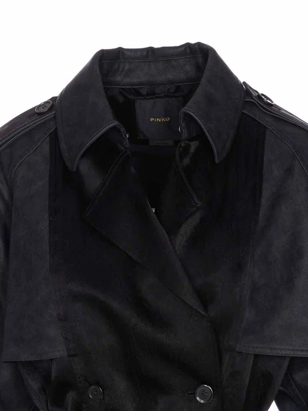 Pinko Classic Black Trench Coat With Belted Waist | ModeSens