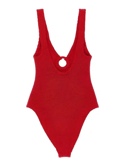 Hunza G Hg Celine Plunge Fab Hoop Swimsuit In Red
