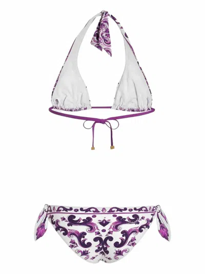 Dolce & Gabbana Maiolica Print Bikini Set