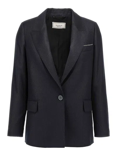 Peserico Shiny Blazer With Lapel And Pockets