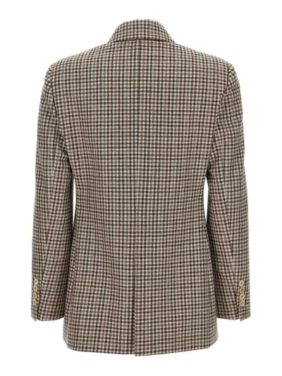 Brunello Cucinelli Blazer Check Monile Blazer And Suits Beige In Brown