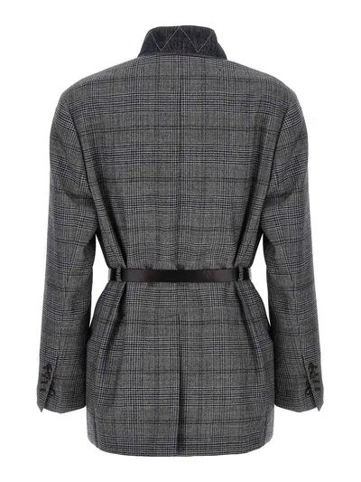 Brunello Cucinelli Monile Houndstooth Blazer Blazer And Suits Gray In Gray