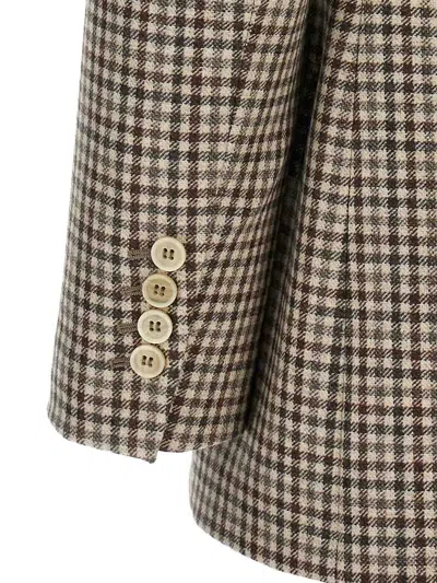Brunello Cucinelli Blazer Check Monile Blazer And Suits Beige In Brown
