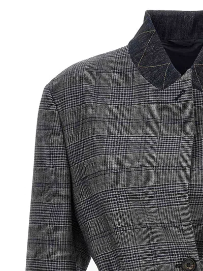 Brunello Cucinelli Monile Houndstooth Blazer Blazer And Suits Gray In Gray