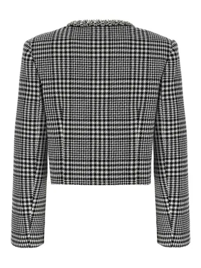 Self-portrait Houndstooth Crystal Trim Blazer