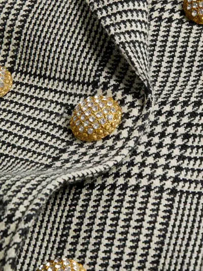 Valentino Houndstooth Wool Blazer Ivory And Black In Multi