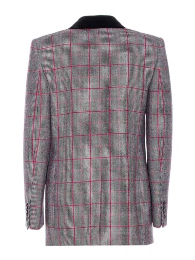 Chloé Double-breasted Velvet-trimmed Checked Wool Blazer