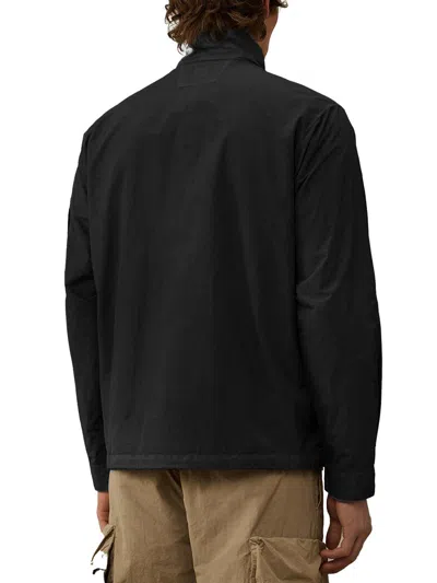 C.p. Company C.p.company Men Flatt Nylon Jacket With Logo Iconic Detail In Black