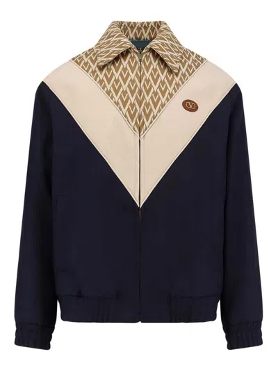 Valentino Wool And Cotton Jacket With Chevron Pattern