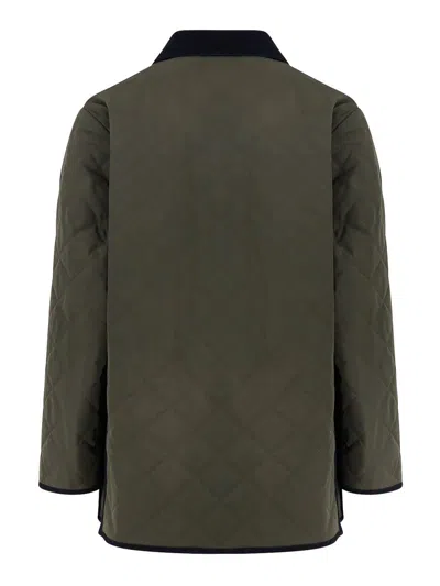 Valentino Garavani Olive Quilted Jacket With Vlogo Patch