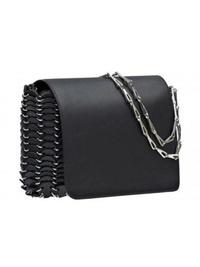 Shop Paco Rabanne Leather And Chain Crossbody Bag In Black