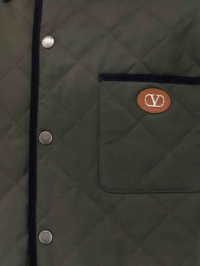 Valentino Garavani Olive Quilted Jacket With Vlogo Patch
