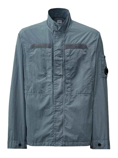 C.p. Company C.p.company Men Flatt Nylon Jacket With Logo Iconic Detail
