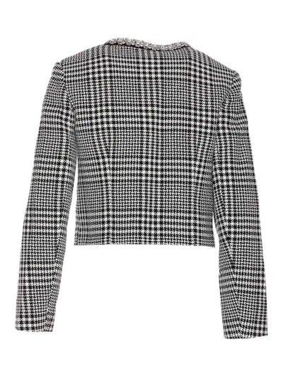 Self-portrait Houndstooth Crystal Trim Blazer