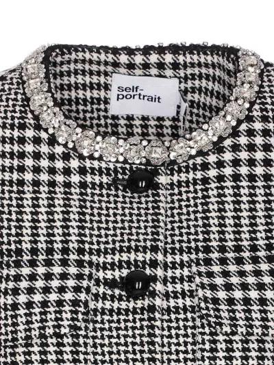 Self-portrait Houndstooth Crystal Trim Blazer
