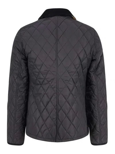 Burberry Oldham Black Quilted Jacket With Corduroy Collar In Tech Fabric Woman In Black