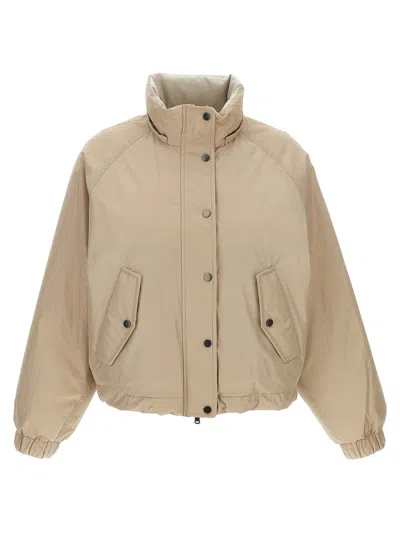 Brunello Cucinelli Cropped High Collar Quilted Jacket