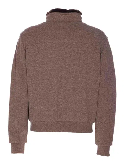 Moorer Casual Jacket With Fur Collar And Ribbed Finish