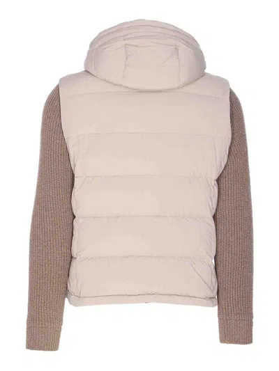 Moorer Quilted Jacket Hood Knitted Sleeves