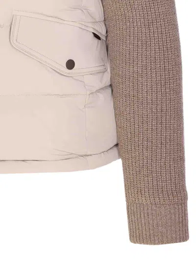 Moorer Quilted Jacket Hood Knitted Sleeves