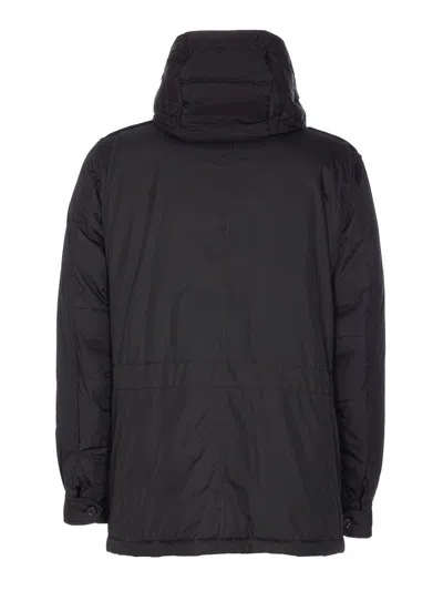 Moorer Quilted Hooded Jacket Removable Hood In Black