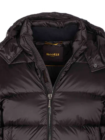 Moorer Asphalt Brett Down Jacket With Zip Closure In Brown