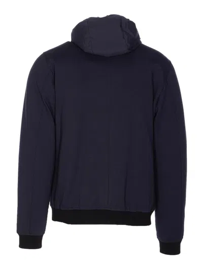 Moorer Padded Jacket With Removable Hood And Zip Pockets In Blue